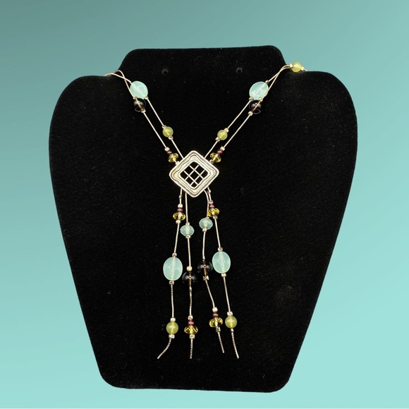 NETA .925 Silver Boho Crystal Beads Artisan Designed Necklace - Picture 4 of 12